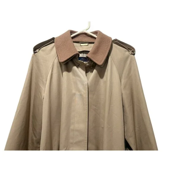 Sanyo Heavy Cotton Trench Coat Womens XS Brown Made in Japan Old Money Luxury - Picture 9 of 16
